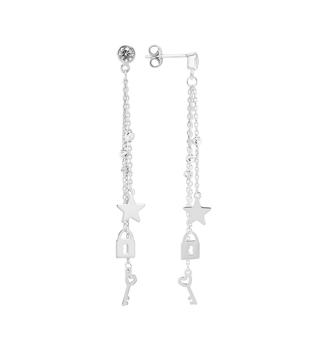 Yıldızlı, Kilitli ve Anahtarlı Küpe