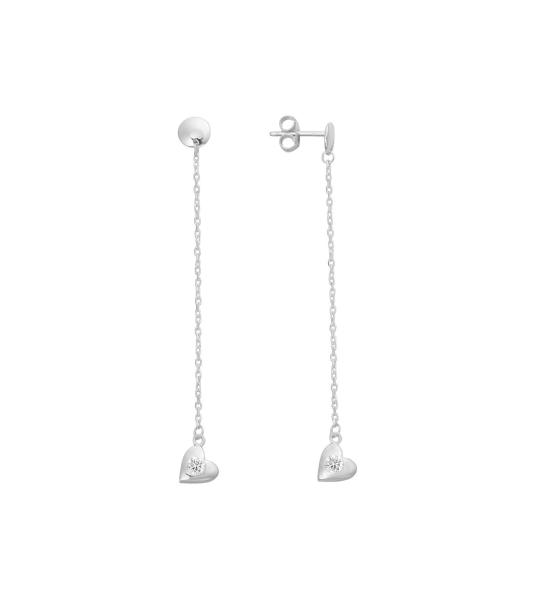 Kalpli Taşlı Gümüş Küpe