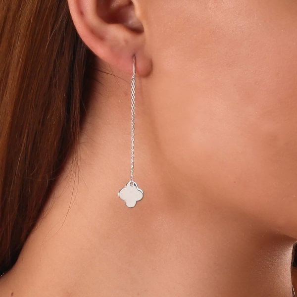 4 Yapraklı Yoncalı Gümüş Küpe