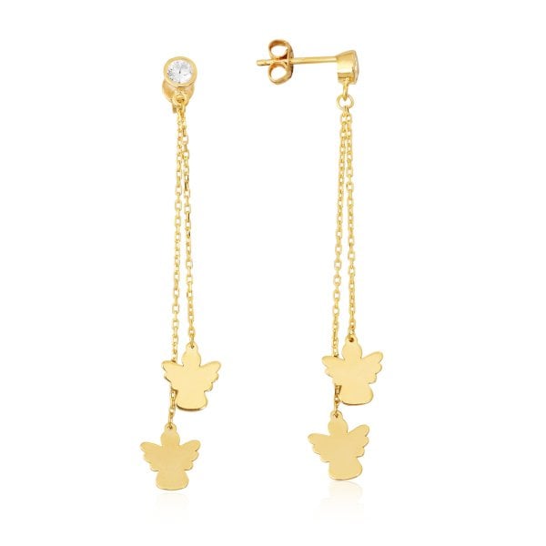 Melek Figürlü Gümüş Küpe