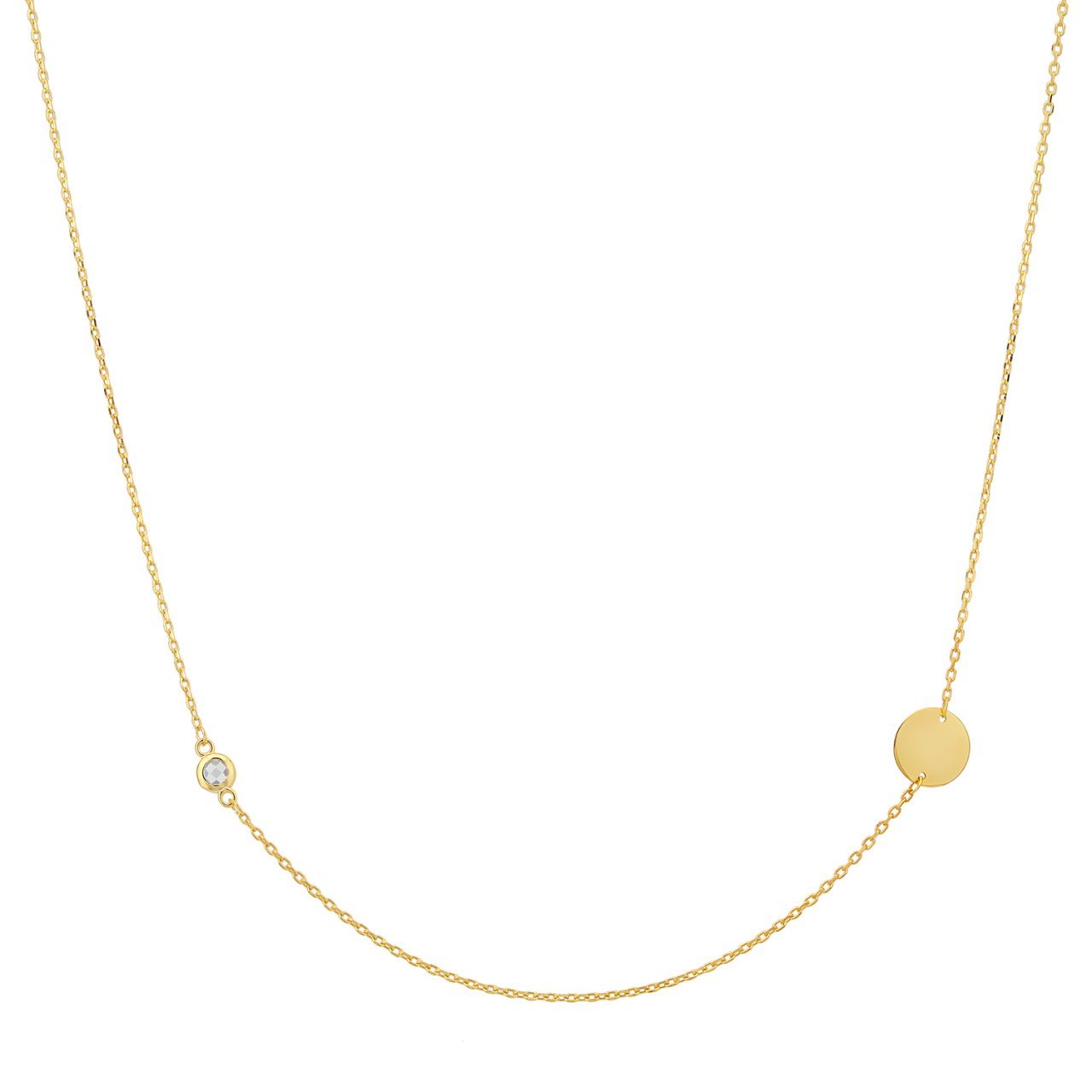 Zirkon Taşlı Daire Figürlü Gümüş Kolye