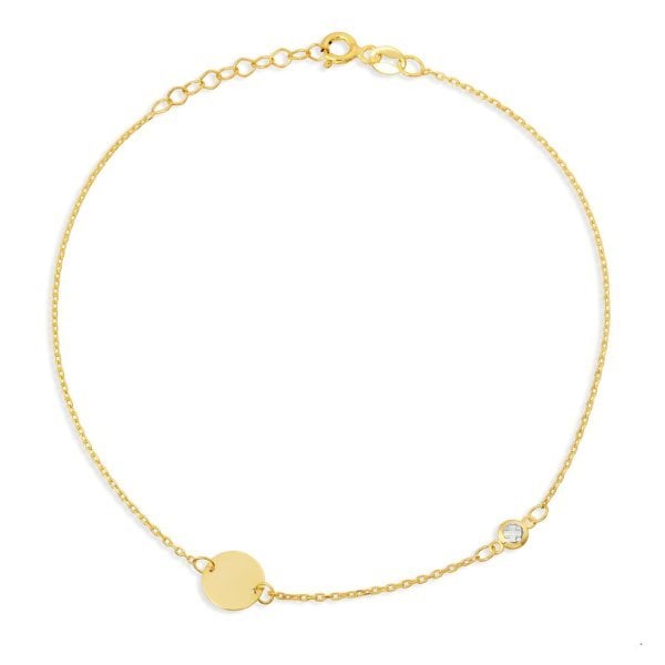 Zirkon Taşlı Daire Figürlü Gümüş Bileklik