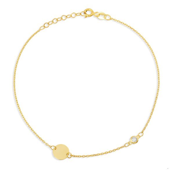 Zirkon Taşlı Daire Figürlü Gümüş Bileklik