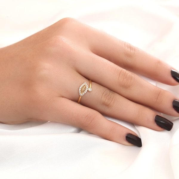 Yaprak Detaylı Yüzük