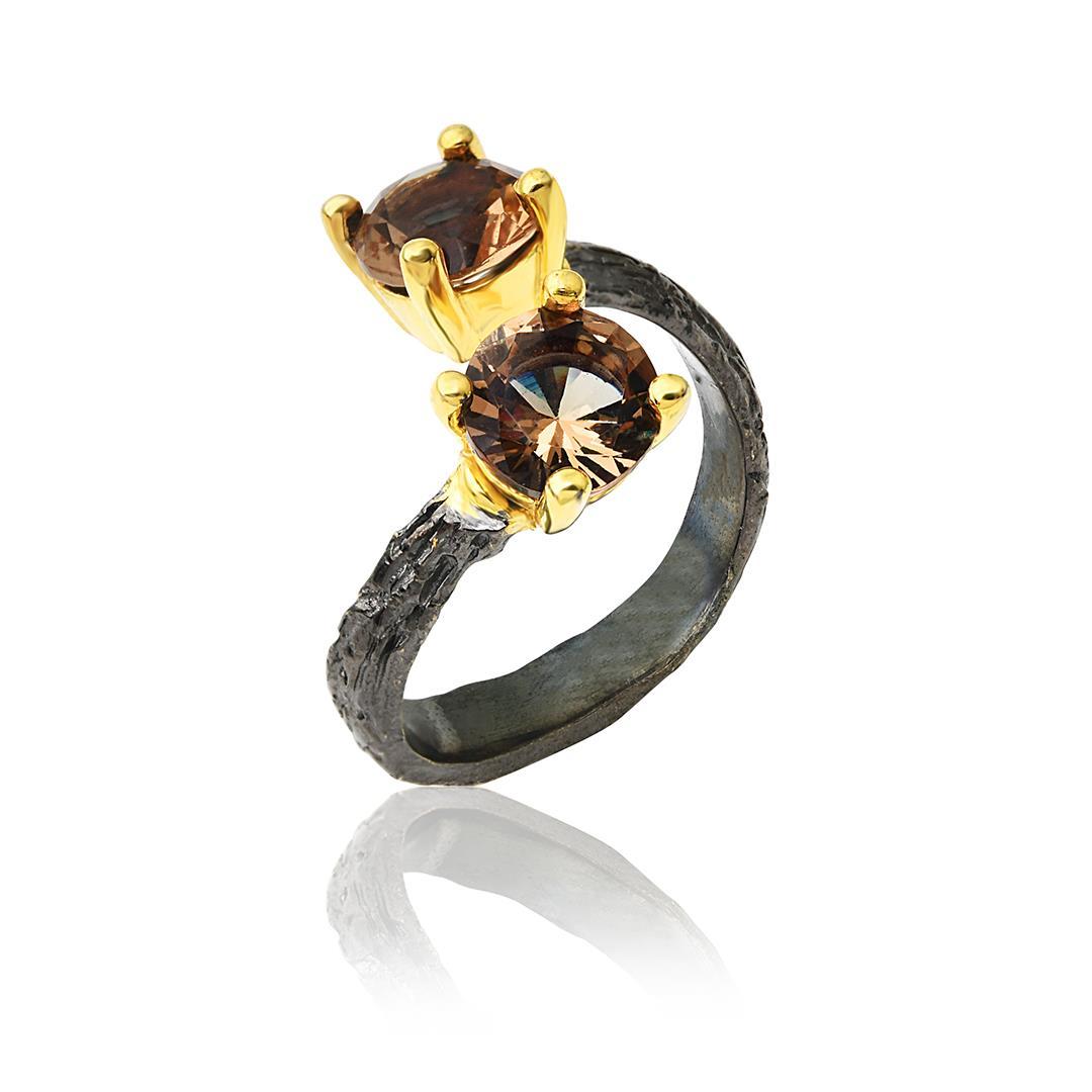 Zultanite Çift Taşlı Gümüş Yüzük