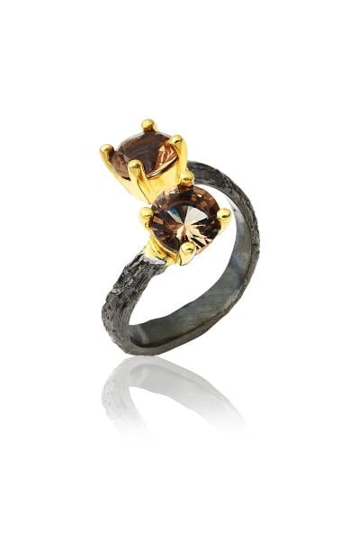 Zultanite Çift Taşlı Gümüş Yüzük