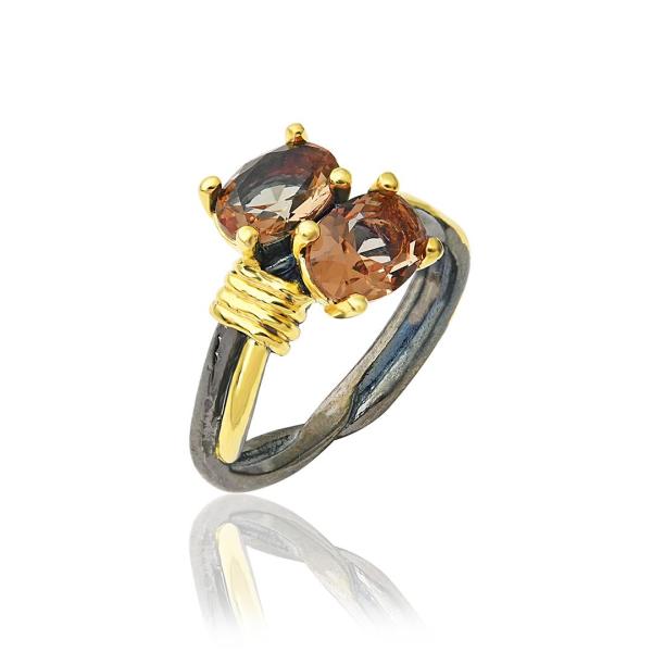 Doğal Zultanit Çift Taşlı Yüzük