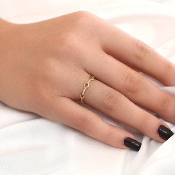 Halka Detaylı Gümüş Yüzük