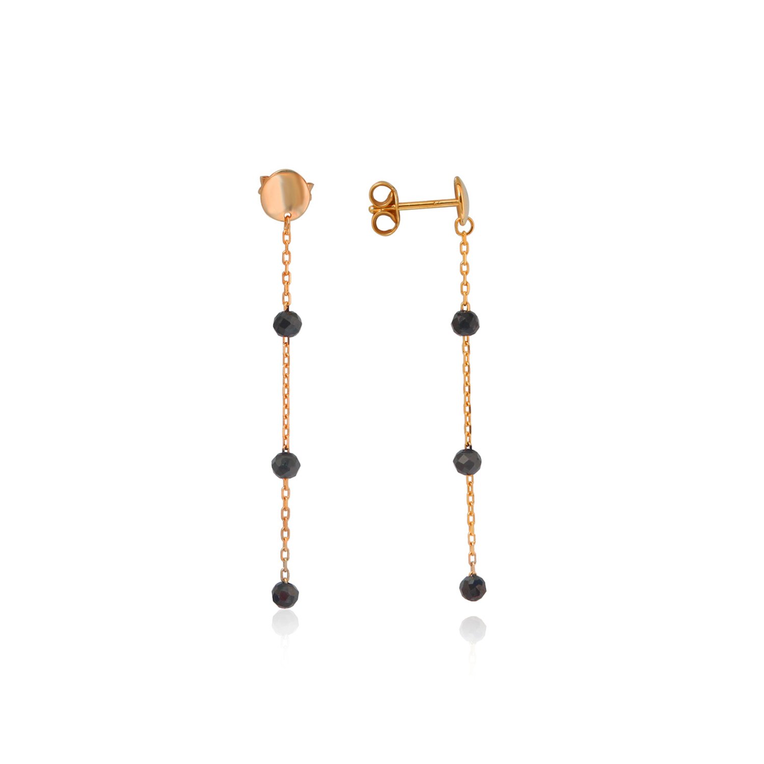 Siyah Taşlı Gümüş Küpe