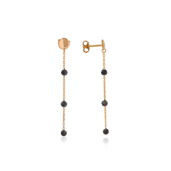 Siyah Taşlı Gümüş Küpe