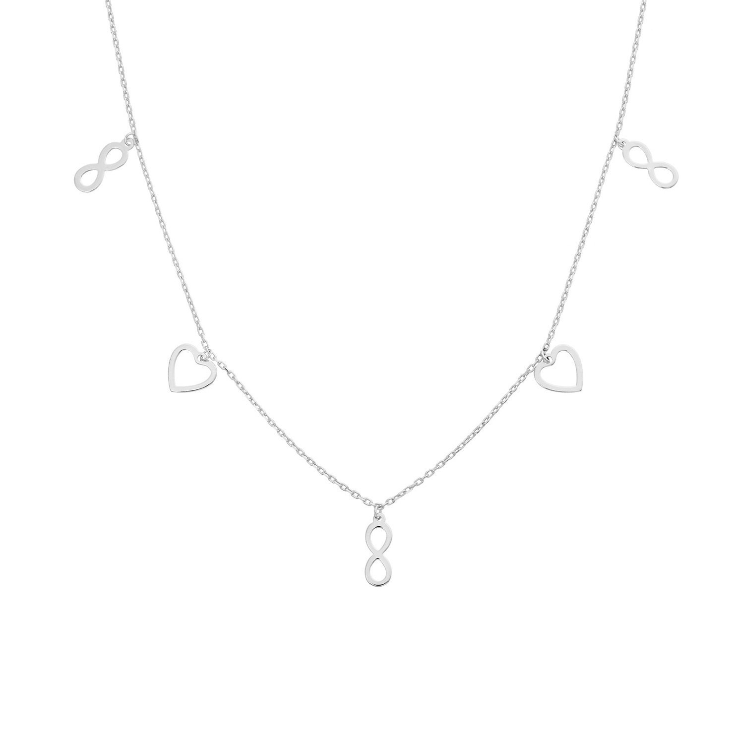 Kalp & Sonsuzluk Figürlü Gümüş Kolye