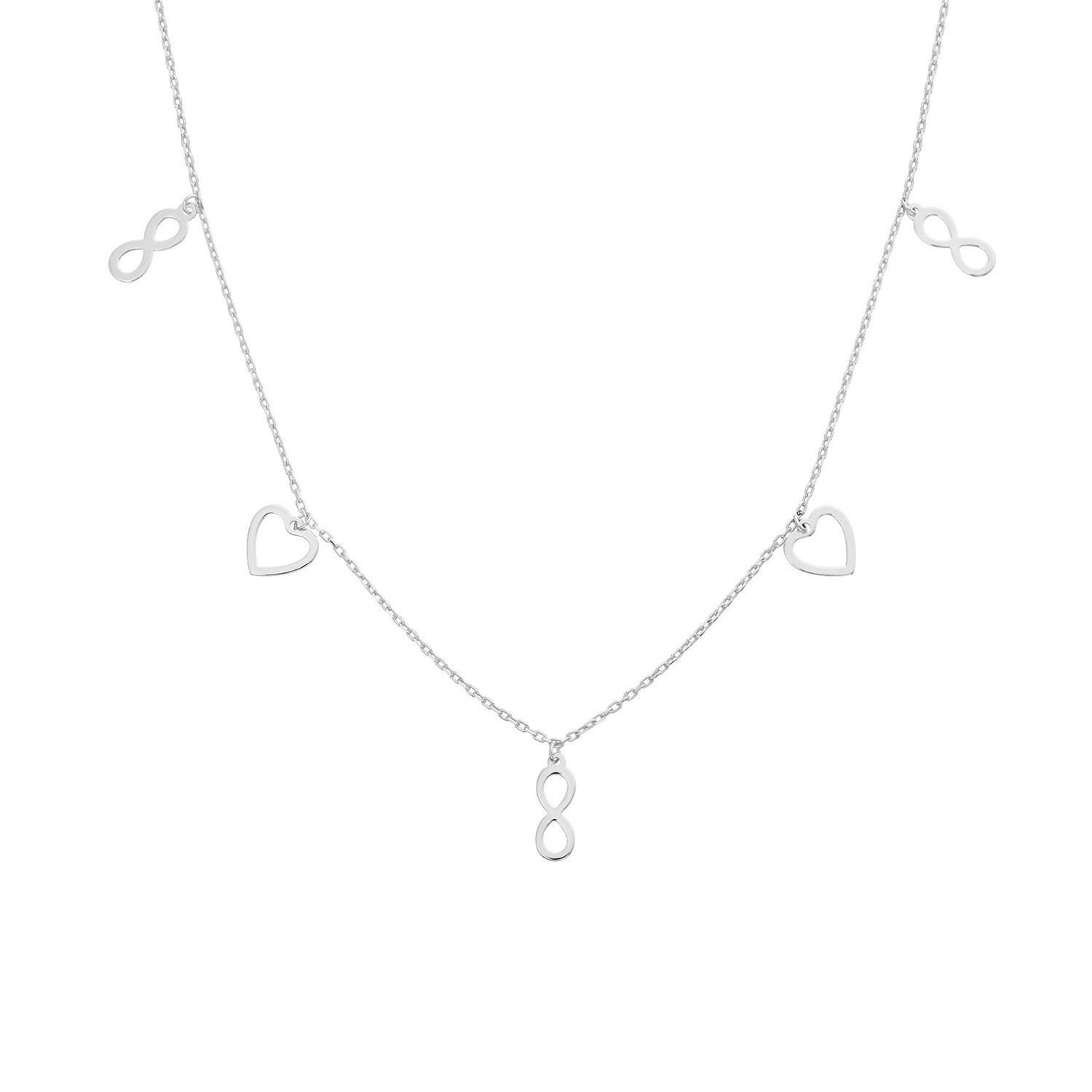 Kalp & Sonsuzluk Figürlü Gümüş Kolye