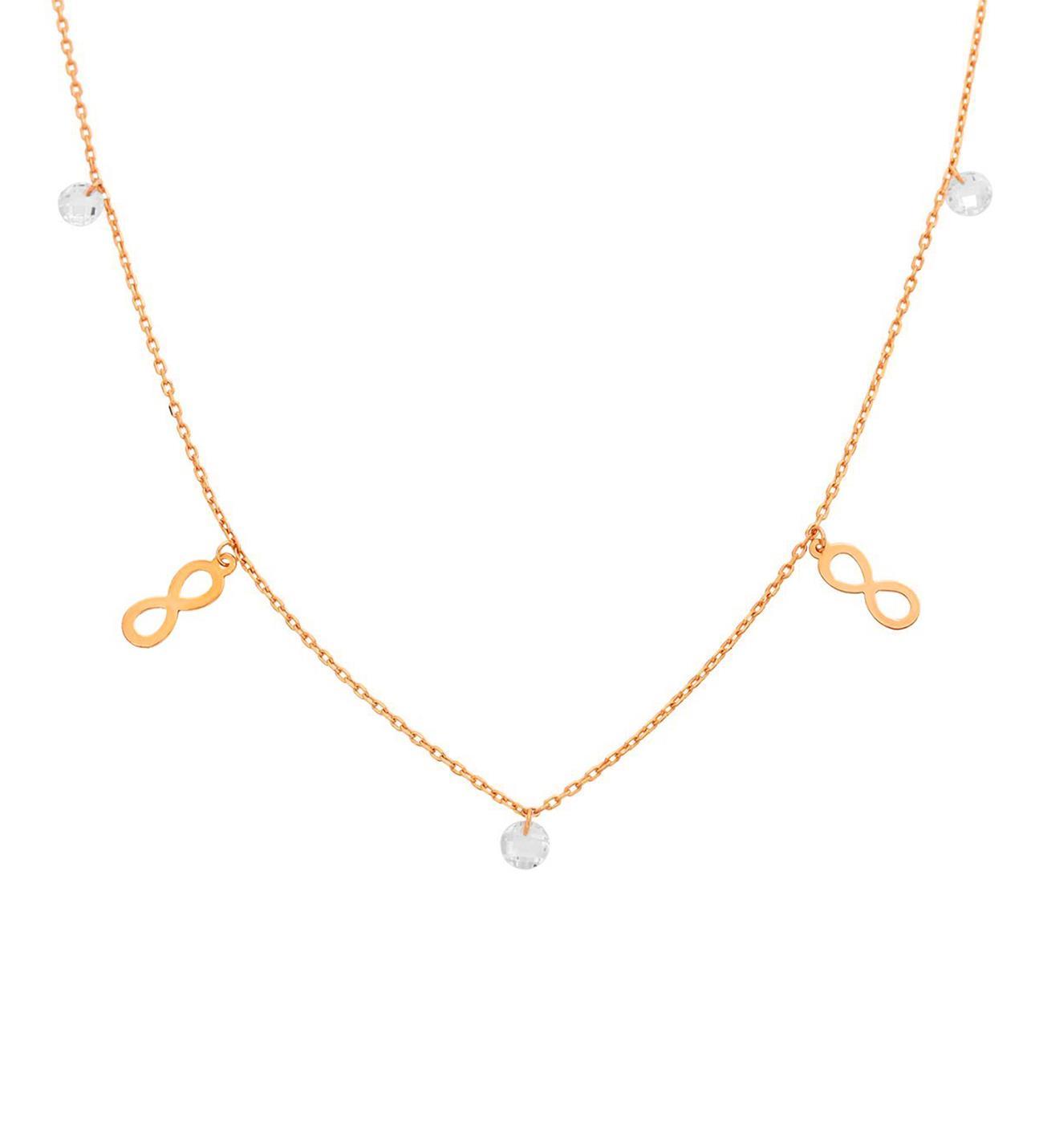 Taşlı Sonsuzluk Figürlü Gümüş Kolye