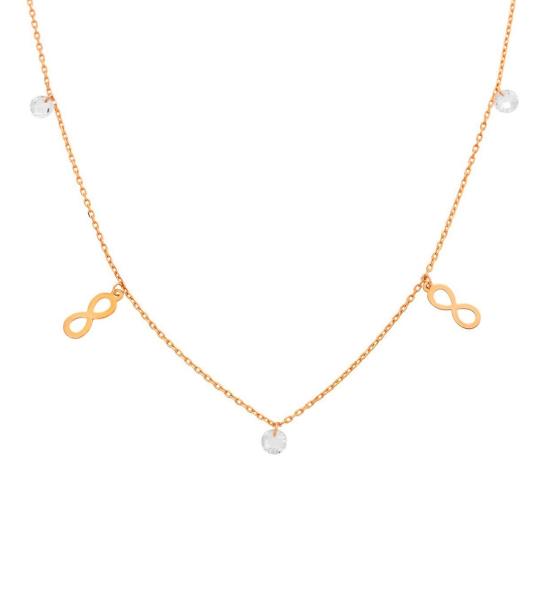 Taşlı Sonsuzluk Figürlü Gümüş Kolye