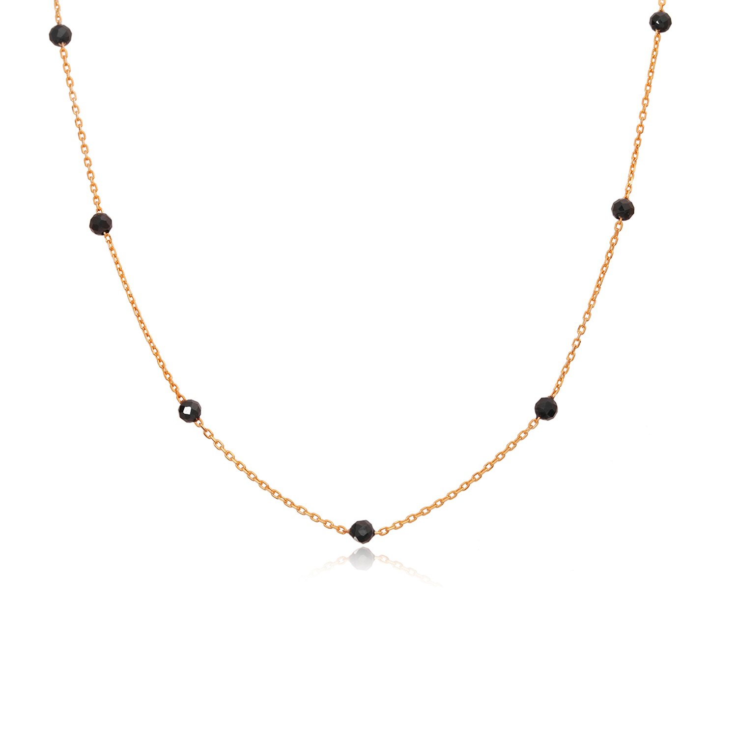 Siyah Taşlı Gümüş Kolye