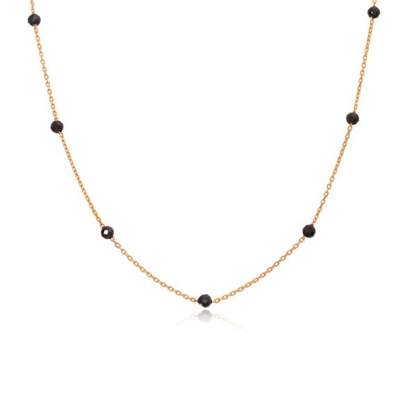 Siyah Taşlı Gümüş Kolye