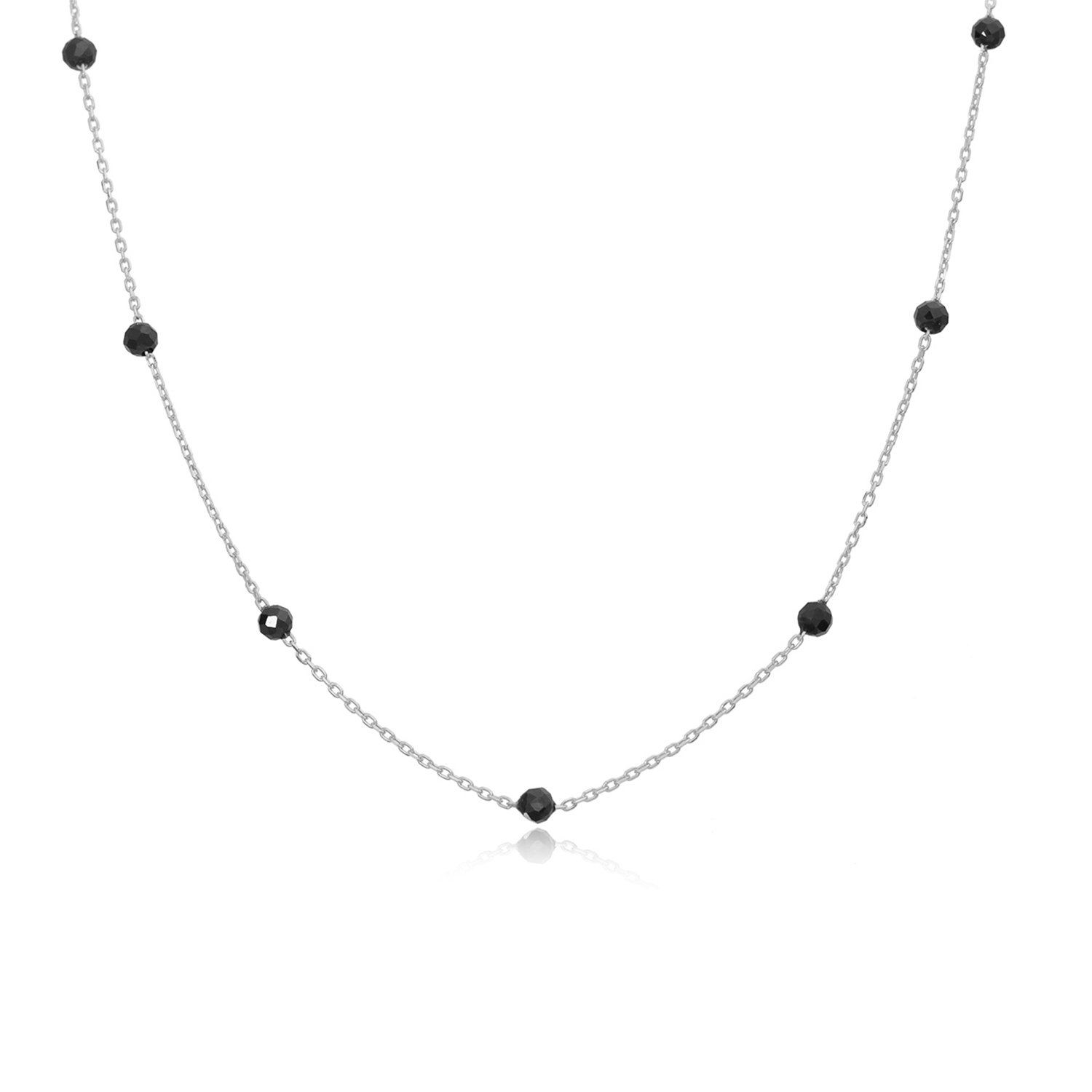 Siyah Taşlı Gümüş Kolye