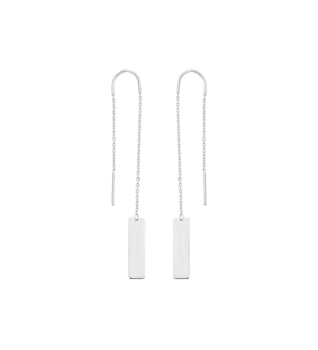 Dikdörtgen Detaylı Gümüş Küpe