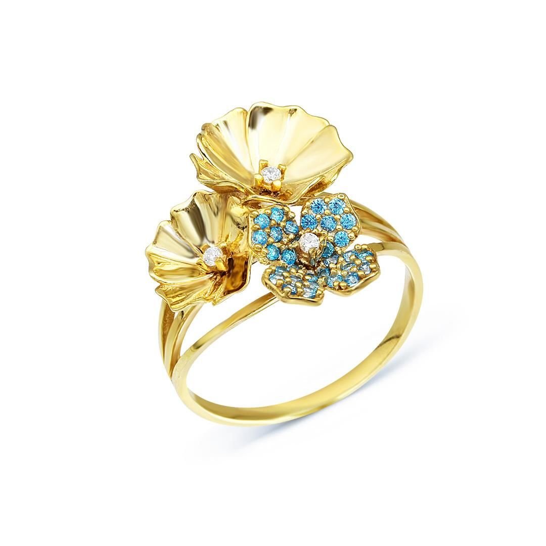 Taşlı Çiçekli Yüzük