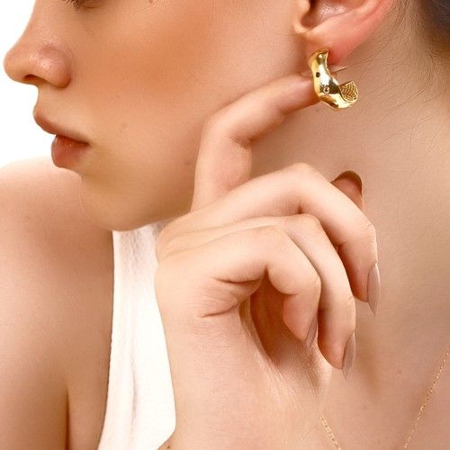 Zirkon Taşlı Gold Küpe