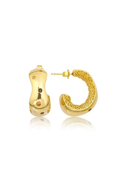 Zirkon Taşlı Gold Küpe
