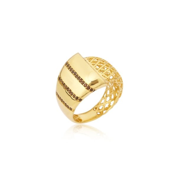 İşlemeli ve Zirkon Taşlı Yüzük