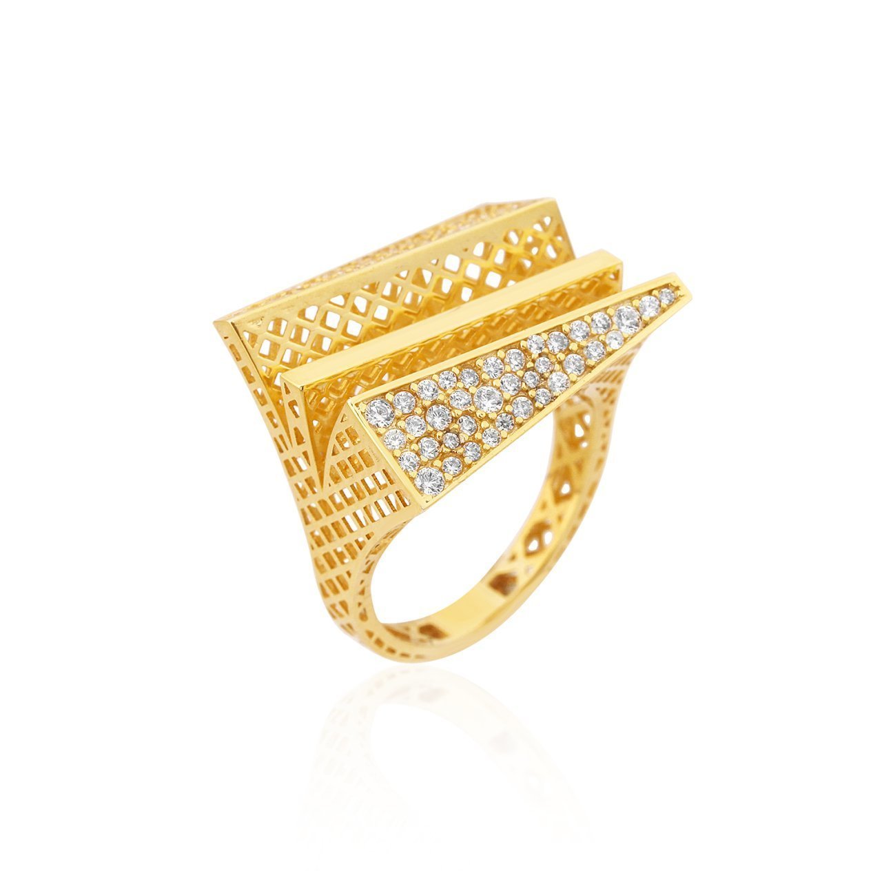 Simetrik Zirkon Taşlı Gümüş Yüzük