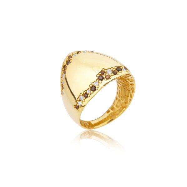 Kahverengi Zirkon Taşlı Gümüş Yüzük