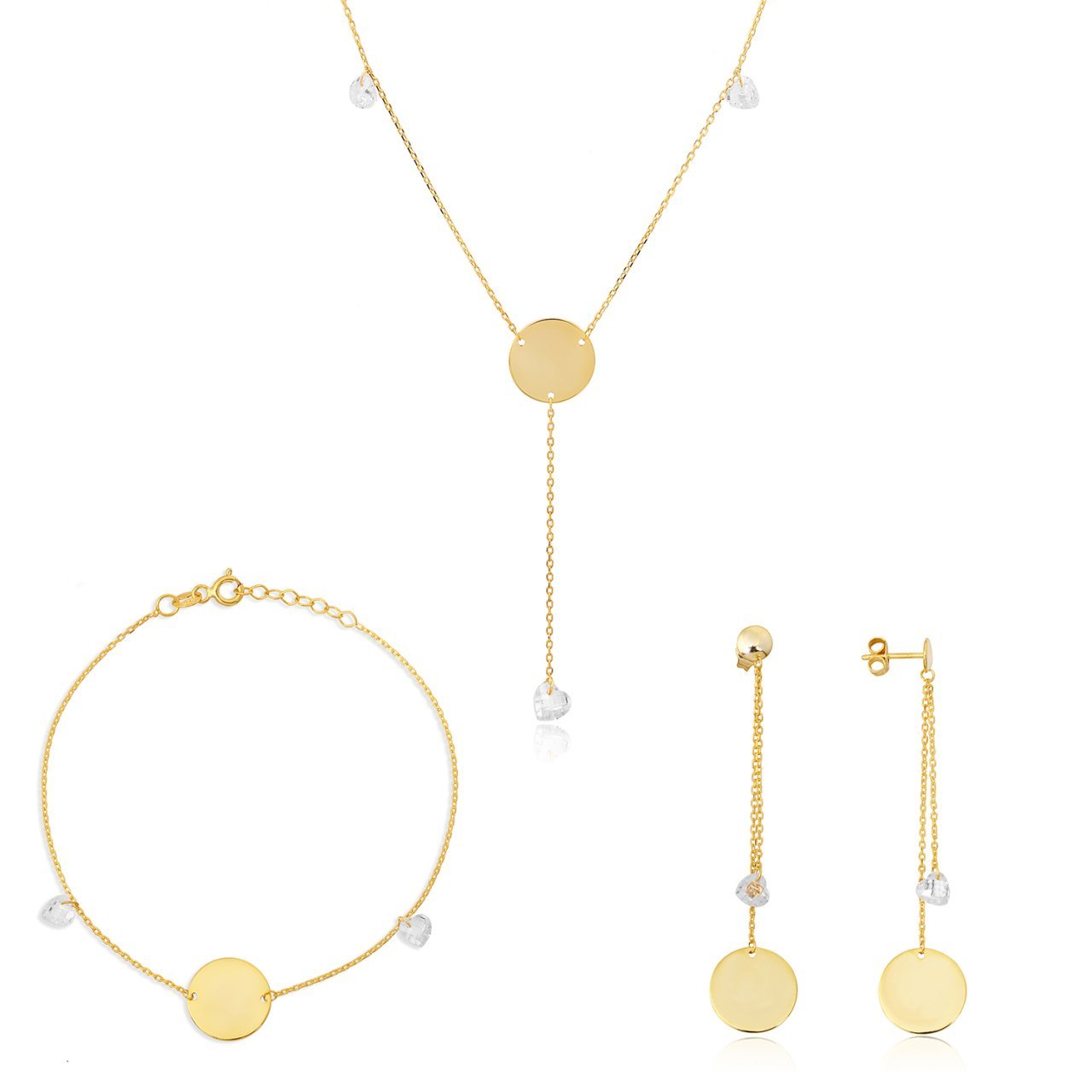 Kalpli Zirkon Taşlı Tasarım Gümüş Set