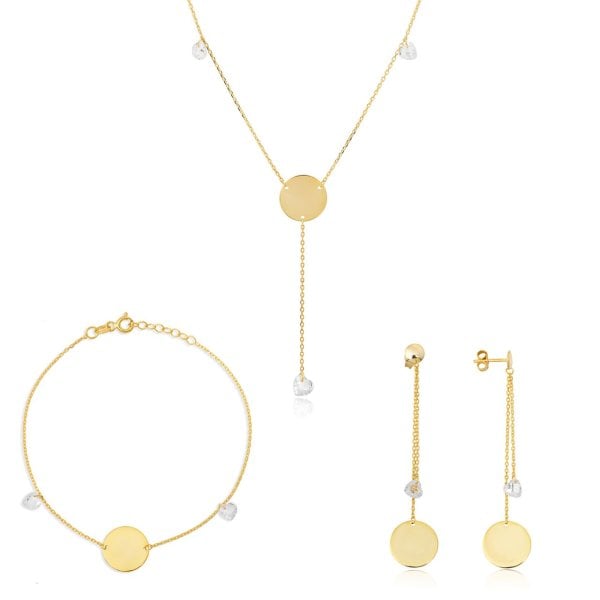 Kalpli Zirkon Taşlı Tasarım Gümüş Set