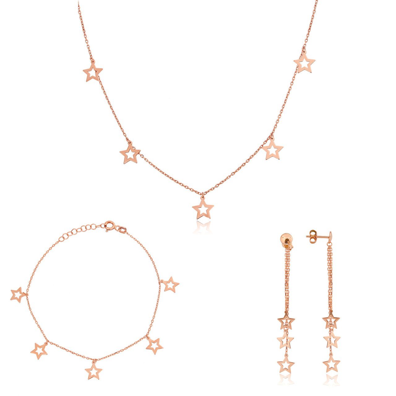 Hafif Model Yıldızlı Gümüş Set