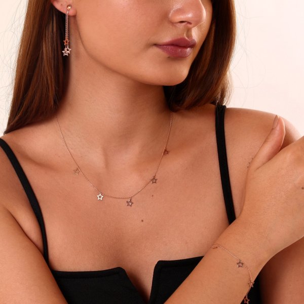 Hafif Model Yıldızlı Gümüş Set