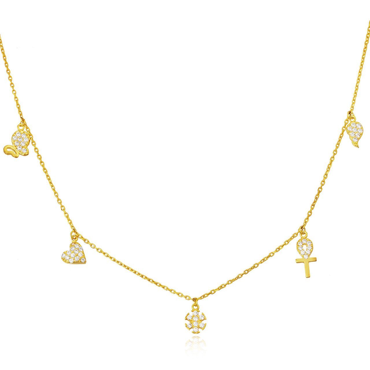 Kalp Ve Anahtar Figürlü Gümüş Kolye