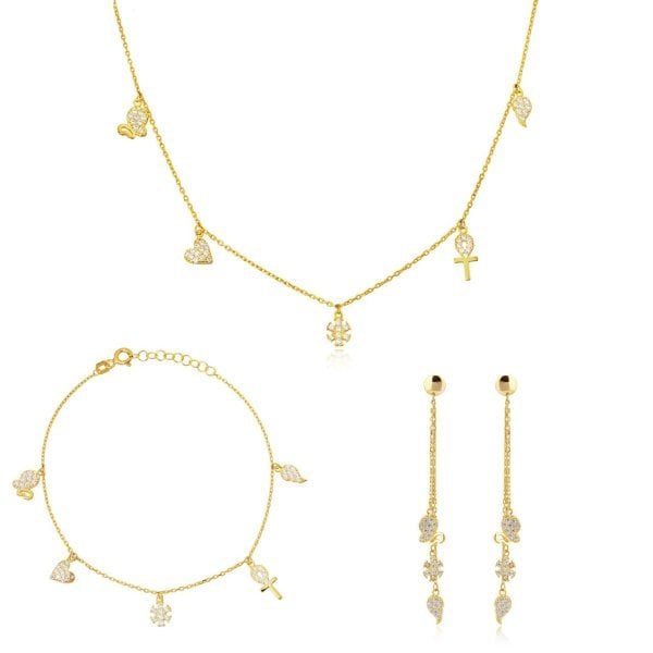 Zirkon Taşlı Şans Gümüş Set