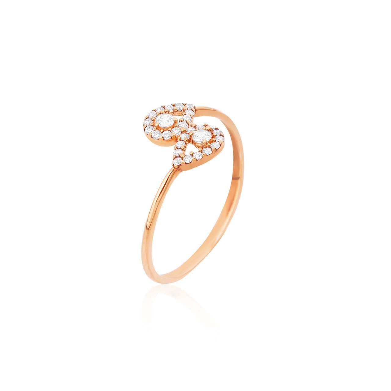 İkili Damla Detaylı Yüzük