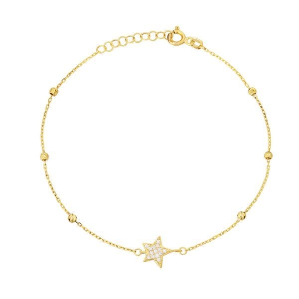 Dorika Toplu Yıldız Figürlü Altın Kaplama Bileklik
