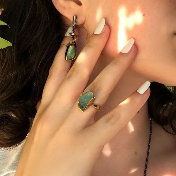 Rough Aquamarin Taşlı Yüzük