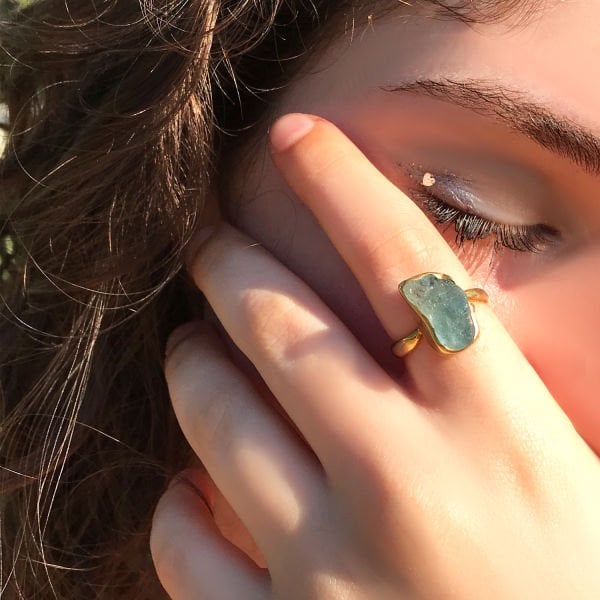 Rough Aquamarin Taşlı Yüzük