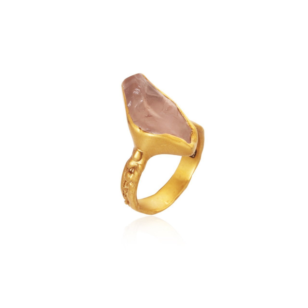 Rough Pembe Kuvars Taşlı Yüzük