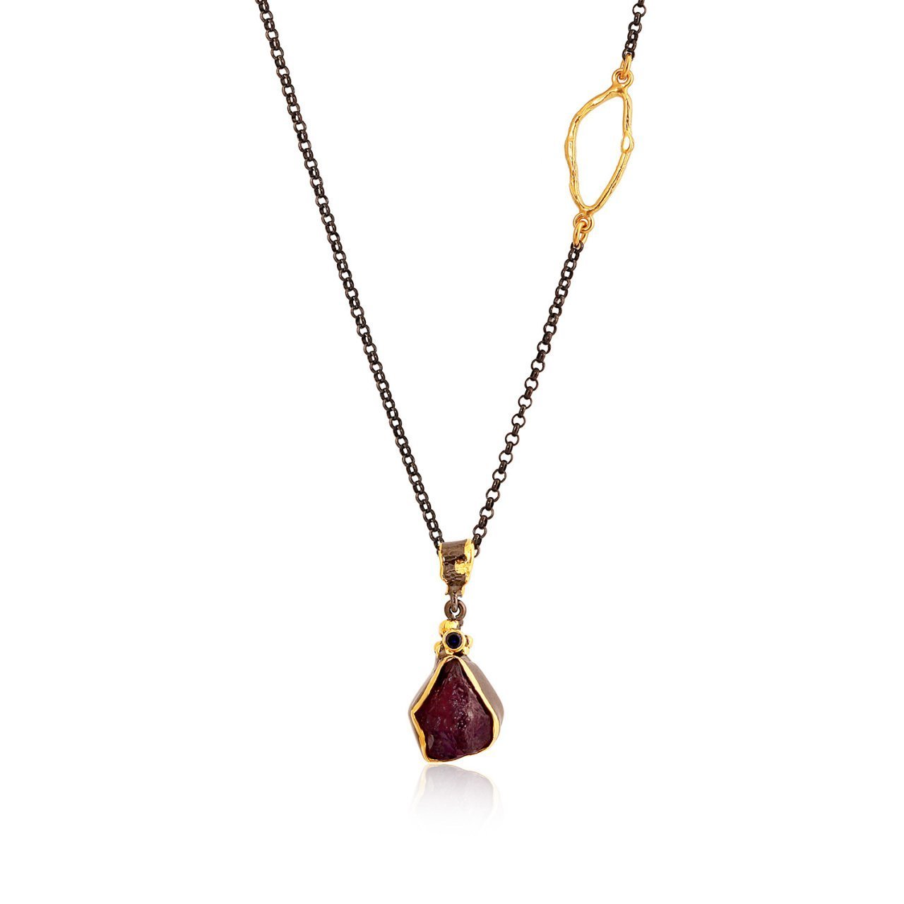 Doğal Rough Ametist Taşlı Gümüş Kolye