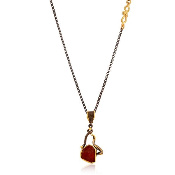 Doğal Turmalin Taşlı Gümüş Kolye