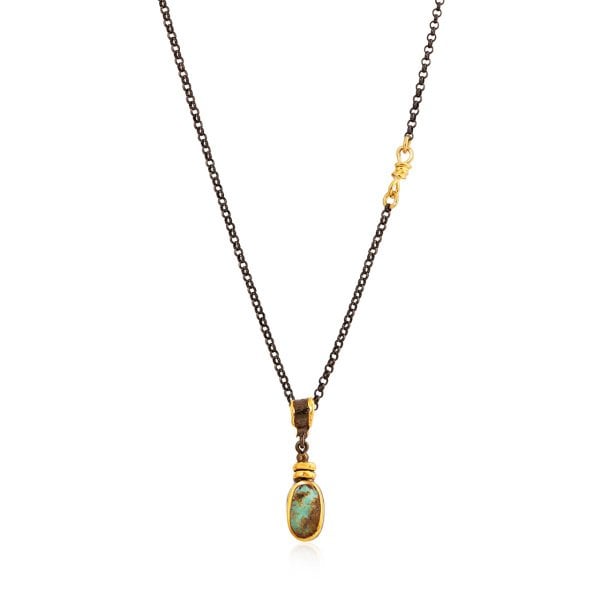 Doğal Firuze Taşlı Kolye