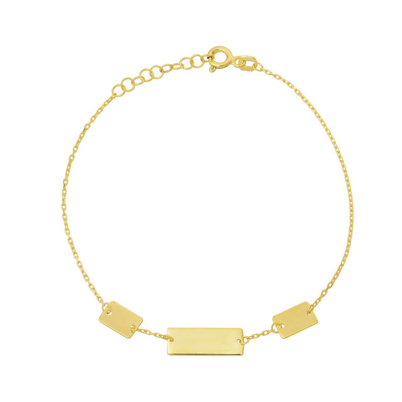 Dikdörtgen Detay Gümüş Bileklik