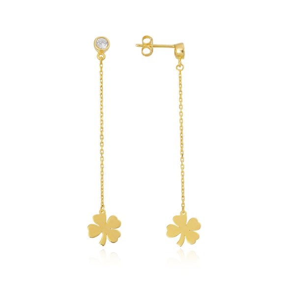 Yoncalı Altın Kaplam Gümüş Küpe