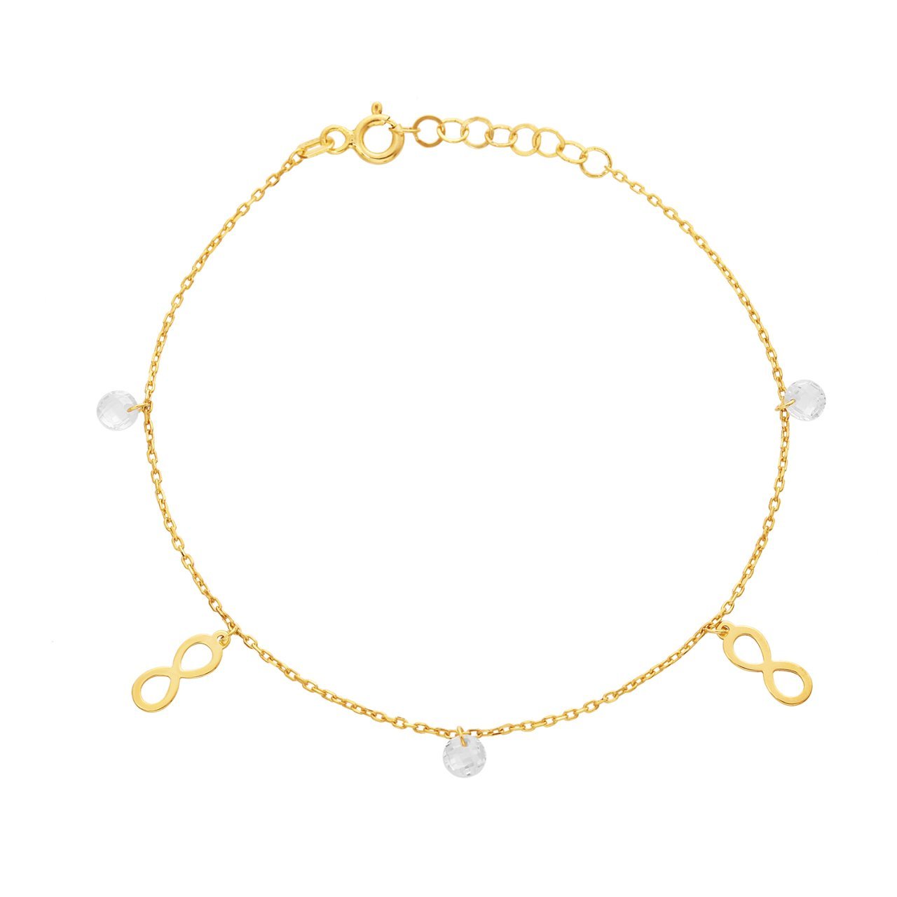 Taşlı Sonsuzluk Figürlü Gümüş Bileklik