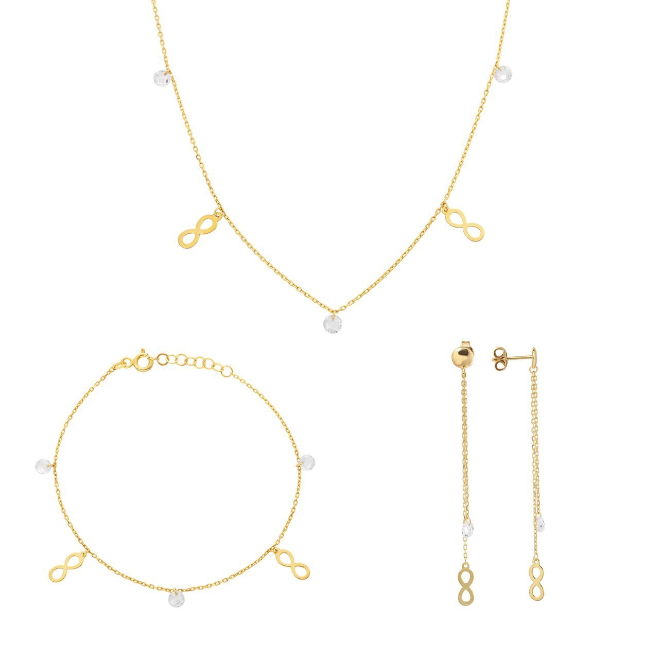 Taşlı Sonsuzluk Figürlü Gümüş Set