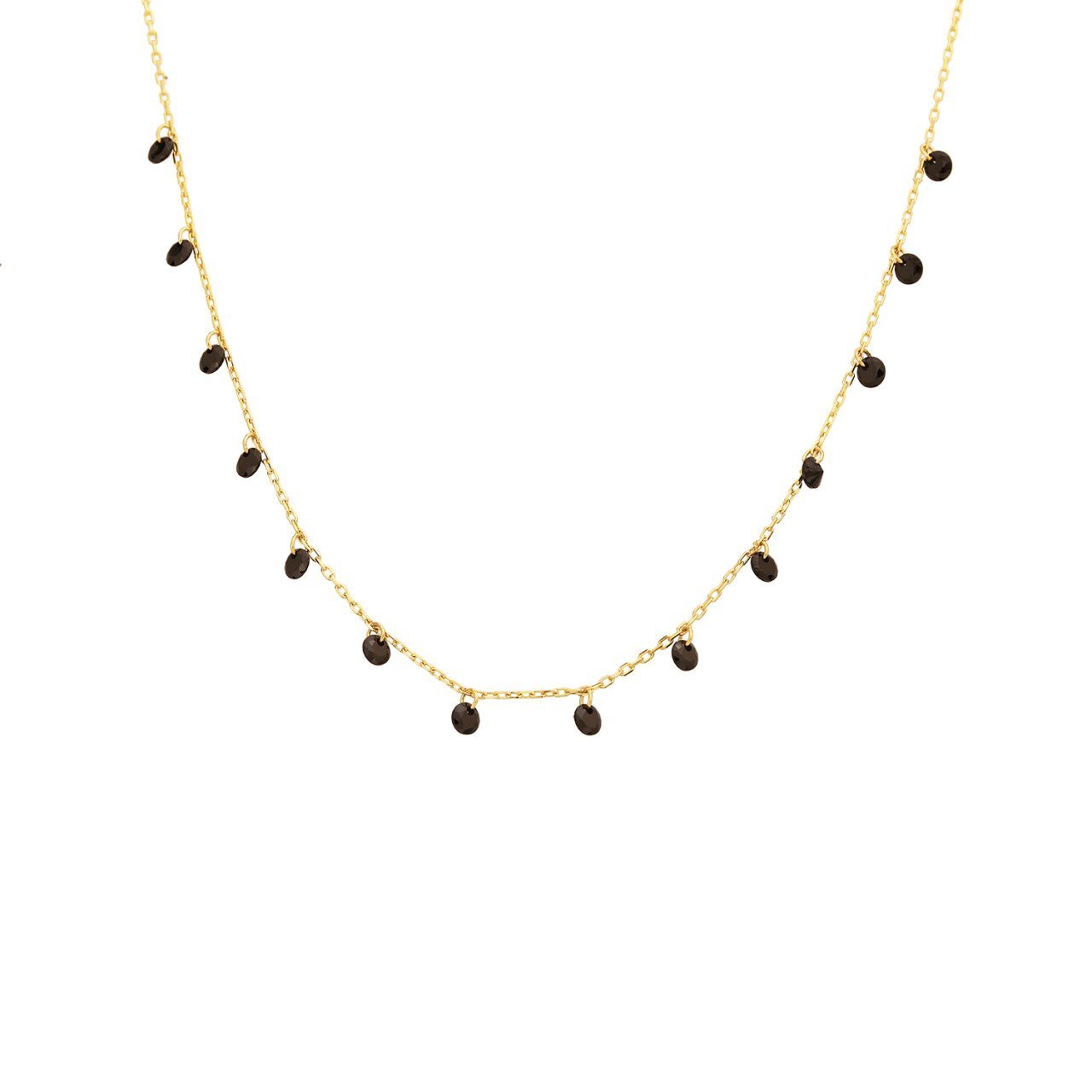 Siyah Taşlı Gümüş Kolye