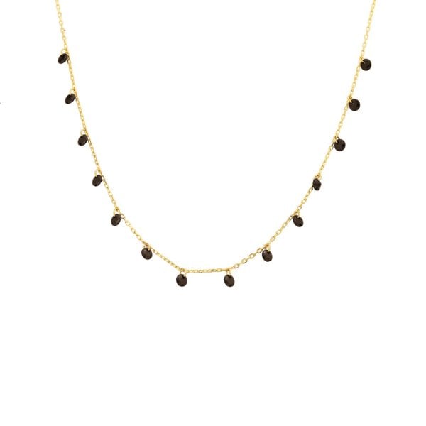 Siyah Taşlı Gümüş Kolye