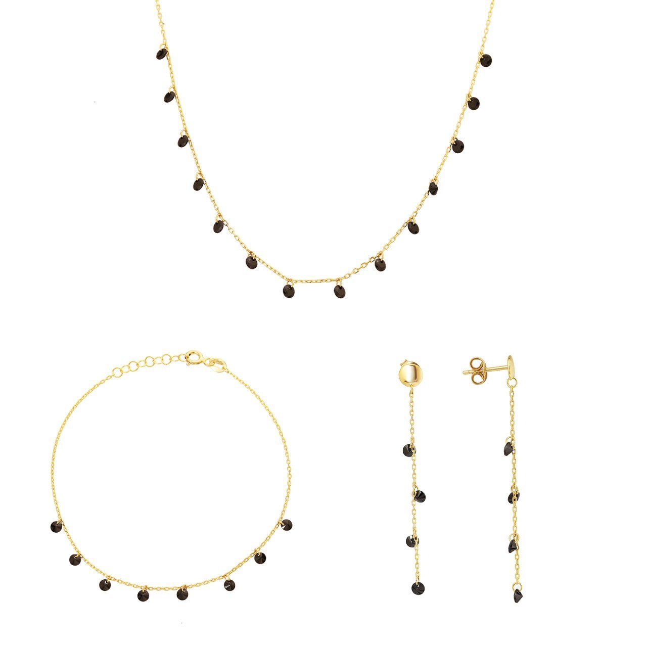 Siyah Taşlı Gümüş Set