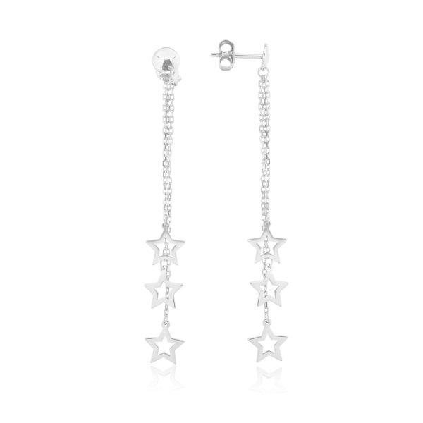 Hafif Model Yıldızlı Gümüş Küpe